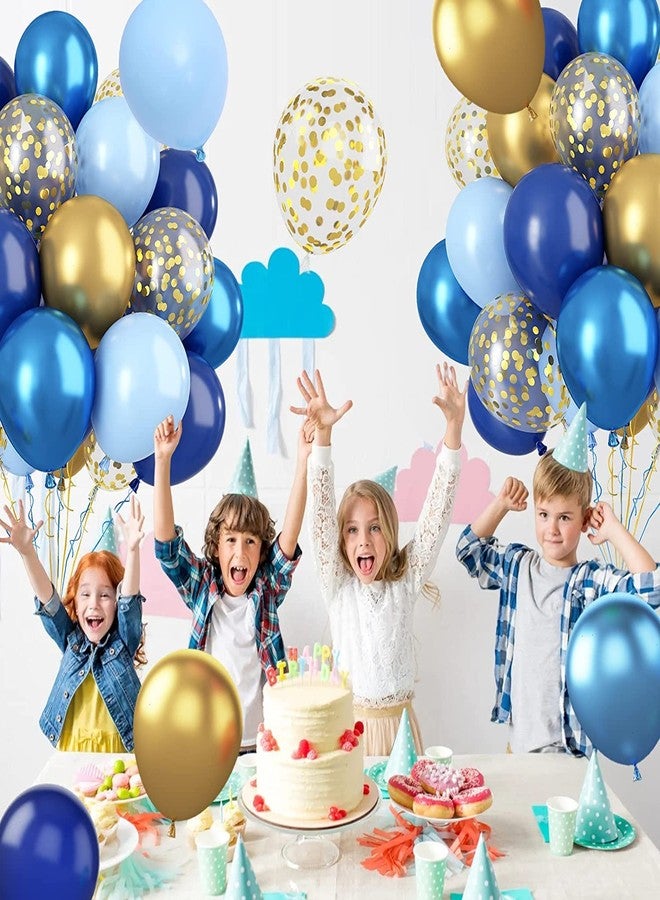 Lazybeee بالونات لاتكس زرقاء وذهبية من Lazybeee™، 30 قطعة، بالونات كونفيتي ذهبية معدنية زرقاء داكنة مقاس 12 بوصة، بالونات حفلات زرقاء لحفلات استقبال المولود الجديد، وحفلات الزفاف، وأعياد الميلاد، وحفلات التخرج - Image 5